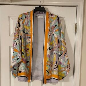 Zara Women's Vibrant Floral Kimono Jacket
